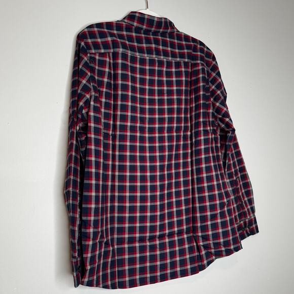 Alesbury Long Sleeve Button Up Shirt Navy Red Check Cotton NWT Size Large Tall - Picture 5 of 8